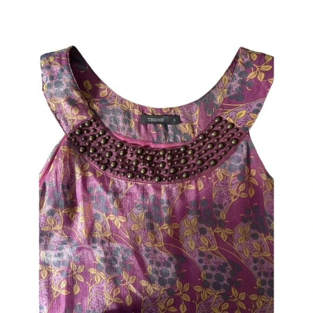 Theme Size‎ Small Women’s Floral Tunic Midi Dress Purple